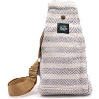 KDMD Women's Cotton Crossbody Bag - Grey & White, Adjustable Strap