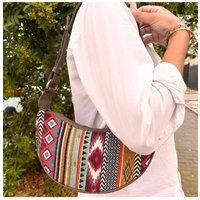 KDMD Women's Rich Brown Jacquard Hobo Bag with Brown Strap - Stylish & Spacious in Dark Brown