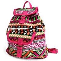 KDMD Women's Ethnic Jacquard Pink Backpack for Travel, Work & Casual Use