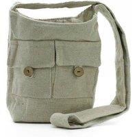 KDMD Women's Natural Tones Medium Cotton Two Pocket Bag in Beige