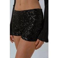 Hiccup Women's Textured Sequin Shorts in Black | Size: Large