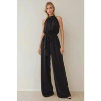Hiccup Women's Wide Leg Halter Neck Jumpsuit in Black | Size: XS