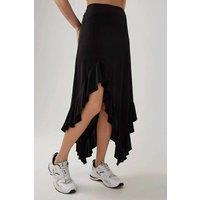 Hiccup Women's Maxi Ruffle Drape Skirt in Black | Size: XL