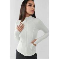 Hiccup Women's Fitted Knitted Turtleneck Active Top in White | Size: Medium