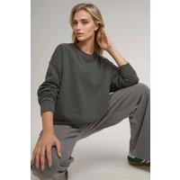 Hiccup Women's Oversized Crew Neck Basic Sweatshirt in Mid Grey | Size: Medium