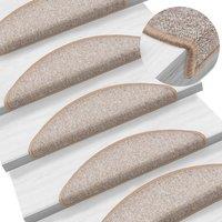 Berkfield Home Carpet Stair Treads 15 pcs Light Brown 56x17x3 cm | Size: Medium
