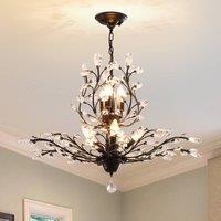 NIVOR 8 E14 Glass Crystal Chandeliers K9 Vintage Pendant Light Black