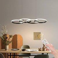 NIVOR LED Pendant Light 4 Rings Dimmable Chandelier Remote Adjustable Black