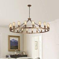 NIVOR 20-Light Waggon Wheel Kitchen Chandelier Bronze Adjustable Pendant E27