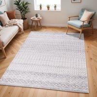 Livabliss Elaziz-Geometric Grey White Beige Taupe Global Living Dining Bedroom Rug in Light Grey | Size: 180 cm x 180 cm