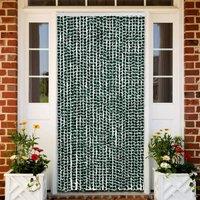 Berkfield Home Fly Curtain Green & White 118x220 cm Chenille