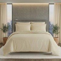 Snug City Luxury Satin Stripe Duvet Cover Set T250 Cotton Rich Soft Bed Linen in Cream | Size: King
