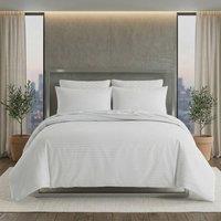 Snug City Luxury Satin Stripe Duvet Cover Set T250 Cotton Rich Soft Bed Linen in White | Size: King