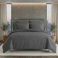 Snug City Luxury Satin Stripe Duvet Cover Set T250 Cotton Rich Soft Bed Linen in Grey | Size: King
