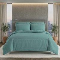 Snug City Luxury Satin Stripe Duvet Cover Set T250 Cotton Rich Soft Bed Linen in Aqua | Size: King