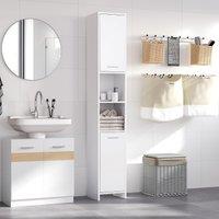 HOMCOM Bathroom Floor Storage Cabinet Slim Tallboy Door Cupboard & Shelves in White