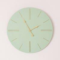 Melody Maison Large Green Wooden Grain & Gold Detailed Wall Clock - 70cm X 70cm | Size: 70 cm X 70 cm