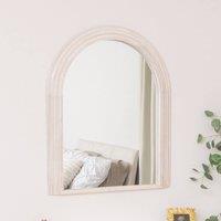 Melody Maison Large White Washed Wood Arched Wall Mirror - 90cm X 75cm | Size: 90 cm X 75 cm