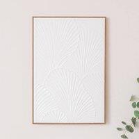 Melody Maison Extra Large White Ginkgo Textured Wall Art - 55cm X 80cm in Gold | Size: 55 cm X 80 cm