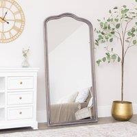 Melody Maison Large Arched Washed Wood Framed Leaner Mirror - 78cm X 158cm in Brown | Size: 78 cm X 158 cm