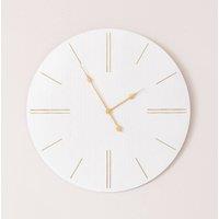 Melody Maison Large White Wooden Grain & Gold Detailed Wall Clock - 70cm X 70cm | Size: 70 cm X 70 cm