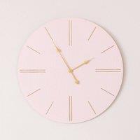 Melody Maison Large Pink Wooden Grain & Gold Detailed Wall Clock - 70cm X 70cm | Size: 70 cm X 70 cm
