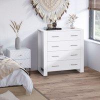 HOMCOM Chest Of 4 Drawers Home Storage Clothes Cabinet Metal Handles Base in White