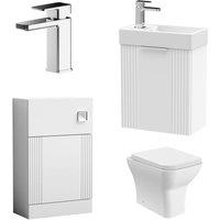 Balterley Cloakroom Suite Wall Hung Vanity Toilet Tap Set - White Chrome