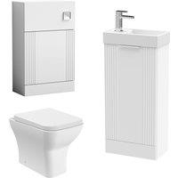 Balterley Fluted Floor Standing Vanity Unit WC Unit Cistern Toilet Pan Tap in White