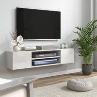 HOMCOM Floating TV Stand Cabinet for 60 TVs W/ Shelves & Cabinets in White