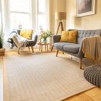 Kukoon Beige Natural Jute Herringbone Pattern Non Slip Cotton Border Rug | Size: 120 cm x 170 cm