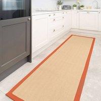 Kukoon Beige Natural Jute Herringbone Pattern Non Slip Rust Border Rug | Size: 200 cm x 290 cm