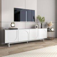 BTM Modern White TV Cabinet, 175x38x56cm, Adjustable Shelves, Luxury Style | Size: 175 x 38 x 56 cm