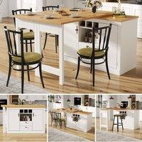 BTM 360 Rotating Bar Table with Storage & Wine Rack, Adjustable Length in White