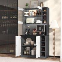 BTM Tall Kitchen Cabinet with LED Lighting & Adjustable Shelves in Grey