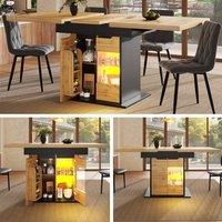 BTM Telescopic Dining Table 110-140cm Extendable Kitchen Table in Black