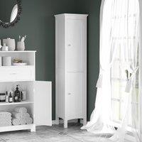 Kleankin Tall Bathroom Cabinet with Adjustable Shelves, Double Door, White