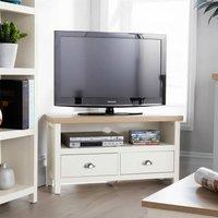 Home Source 2 Drawer TV Stand Television Unit Open Shelving Living Room 36mm Top in White