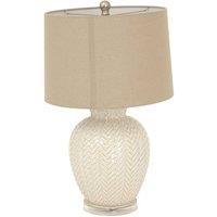KDMD Twill Weave Ceramic Table Lamp With Linen Shade in Cream