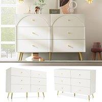 Fascinate Cream White 6-Drawer Chest of Drawers with Arched Fronts