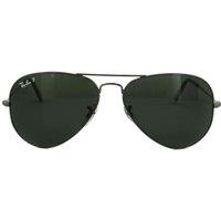 Ray-Ban Aviator Gunmetal Green Polarized Aviator 3025 Sunglasses in Grey