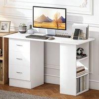 Ventryn 120cm Computer Desk with 3 Shelves & Drawers Laptop in White