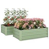 EONLION Set of 2 Light Green Galvanised Raised Garden Bed Planter Box