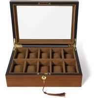 Kelvenix 10 Grids High Quality Watch Box, Watch Display & Storage Organizer in Brown