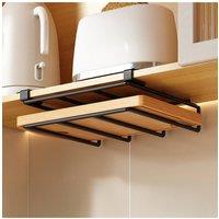 Living and Home Cutting Board Rack Under Cabinet Hanging Rack 25/30 * 26*3 cm in Black | Size: Large