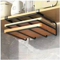 Living and Home 2-Slot Cutting Board Rack Under Cabinet Hanging Rack 25/30cm * 26*6 cm in Black | Size: Large