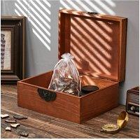 Living and Home Lockable Pine Wood Keepsake Box in Walnut