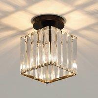 Pheashine Black 13x17cm Rectangular Crystal Chandelier E27 Hallway Small Space | Size: 13x17 cm