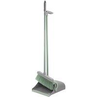 JVL Long Handle Lobby Dustpan & Brush Set-Grey in Grey