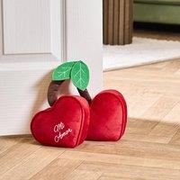 OHS Heart Cherry Weighted Matte Velvet Decorative Doorstop in Red